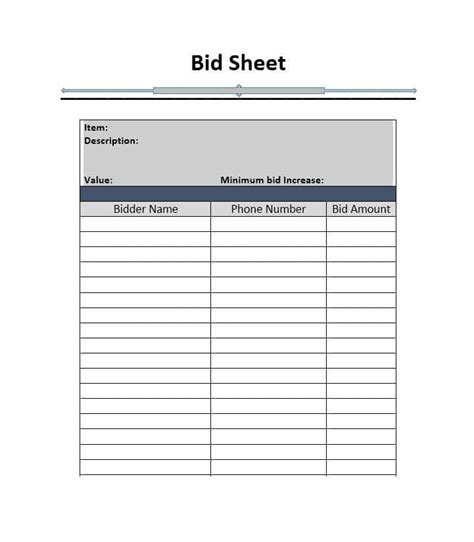 silent auction bid sheets   templates study