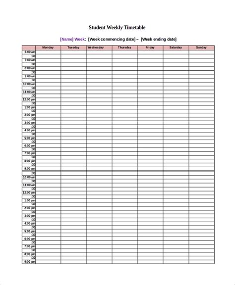 Free 7 Sample Weekly Timetable Templates In Pdf Ms Word