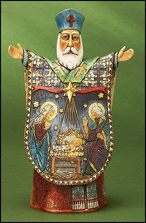 wood cut st nicholas nativity figurine