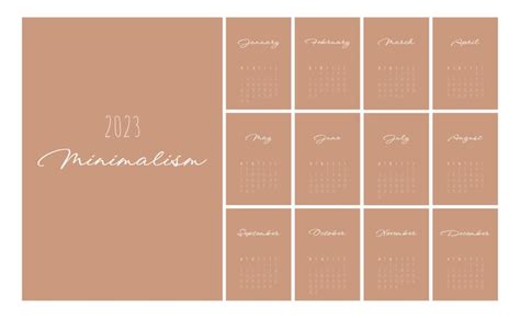 Premium Vector Calendar 2023 Trendy Minimalist Style Set Of 12 Pages