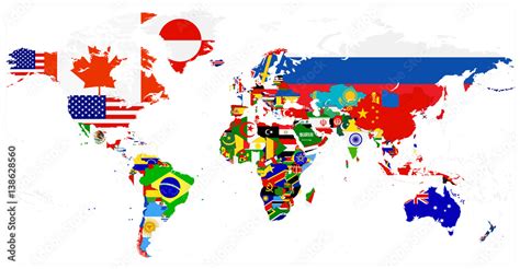 World Flag Map Isolated On White Stock Vector Adobe Stock