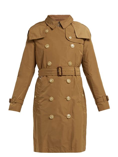 Burberry Kensington Hooded Taffeta Trench Coat In Camel Natural Lyst