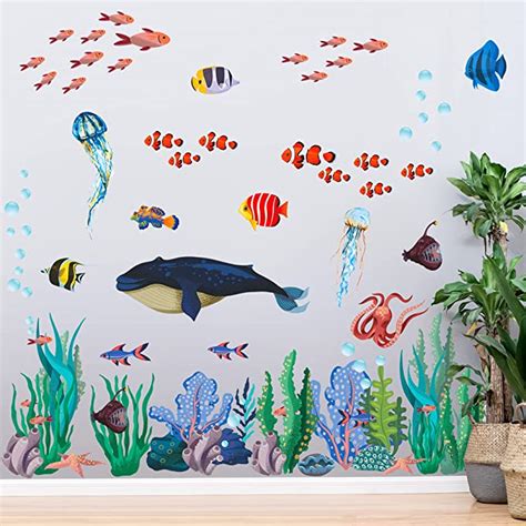 Rw 1029 3d Removable Ocean Animals Wall Decals Under The Sea Animals