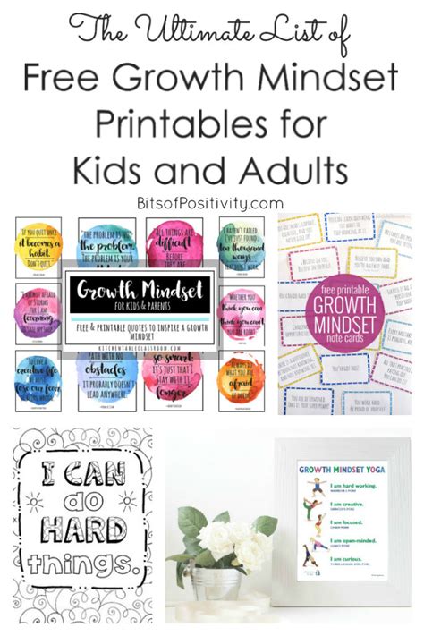 The ultimate list of free growth mindset printables for kids and adults