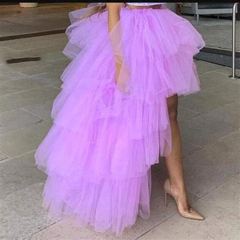 High Street Long Tiered Tulle Skirt High Low Tulle Skirt Tiered