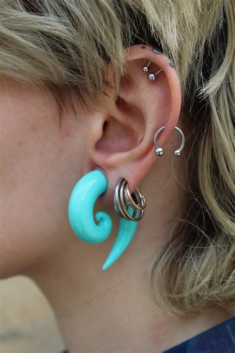 Turquoise Ear Gauges Spiral Gauge Earrings Ear Tapers Ear Plugs