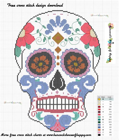 Sugar Skull Halloween Girl Cross Stitch Design Pdf Pattern For Digital