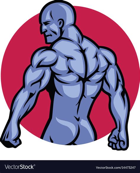 Muscle Bodybuilder Back Pose Royalty Free Vector Image