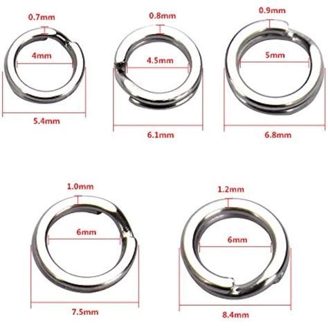 200pcs Assorted Size Split Ring Fishing Lure Connectors Stainless Steel