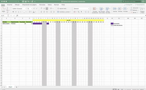 Plantilla Excel Para Las Vacaciones De Los Empleados Gratis