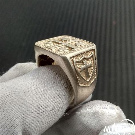 Knights Templar Crusader Ring Jerusalem Cross Ring Silver And Gold