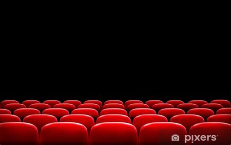 Wall Mural Rows Of Red Cinema Or Theater Seats In Front Of Black Screen