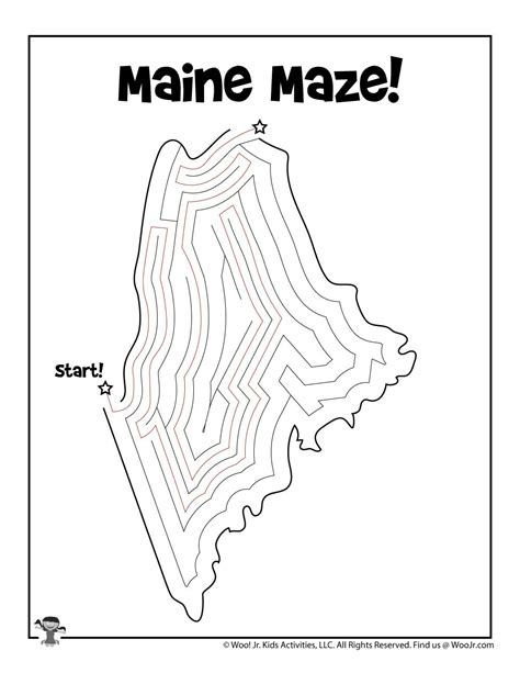 State Of Maine Maze Puzzle To Print Key Woo Jr Kids Activities