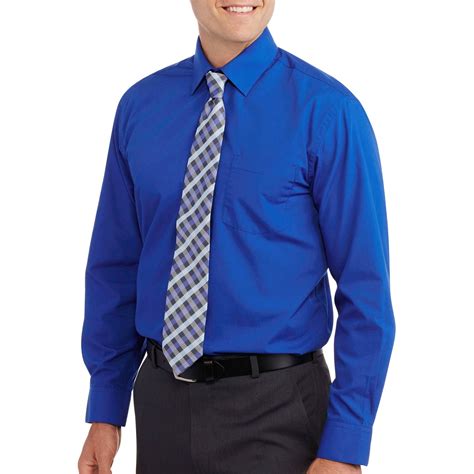 Big Mens Solid Dress Shirt With Matching Tie