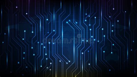 Background Of Futuristic Digital Dark Blue Electronic Circuit Line
