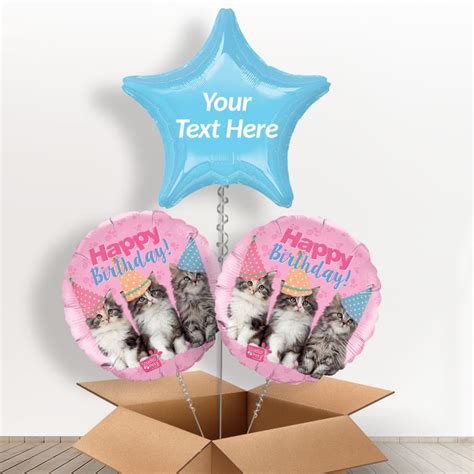 Kittens Personalised Balloons Delivered Inflated 3 Balloon Set