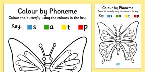 Colour By Phoneme Butterfly Phase 2 S A T P Teacher Made