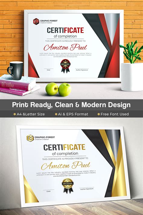 Free printable certificate templates that can all be customized online with our free certificate maker. A4 & US Letter Size Print Ready Certificate Template #73534