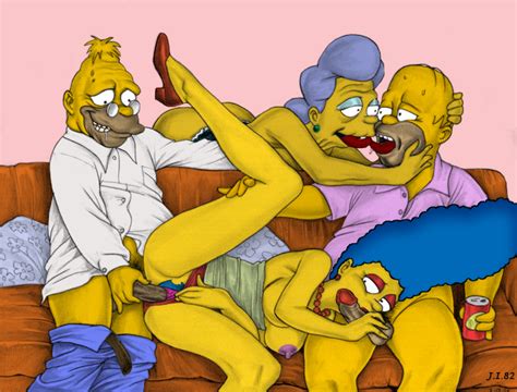 Rule 34 Abraham Simpson Group Homer Simpson Marge Simpson Mona