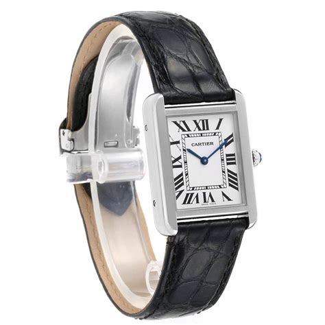 Cartier Tank Solo Steel Black Strap Quartz Ladies Watch W1018255 Swisswatchexpo