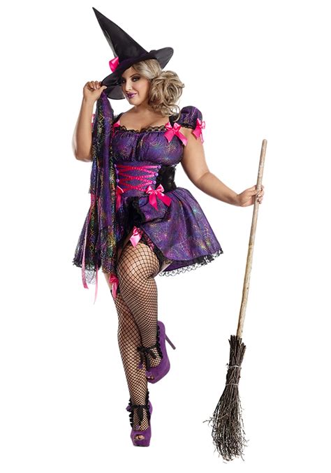 Purple Web Witch Womens Plus Costume
