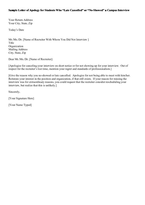 Can you find all the mistakes in these sample sentences? Sample Letter Of Apology For Students Who "Late Cancelled" Or "No-Showed" A Campus Interview ...