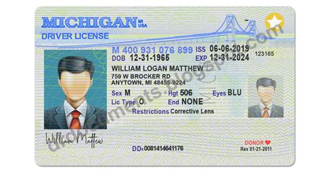 Michigan Drivers License Psd Template