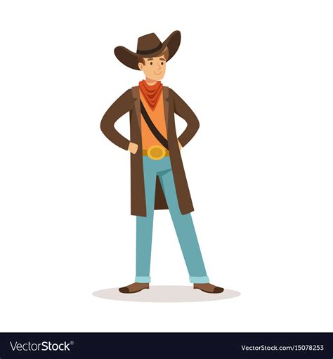 North American Cowboy Western Cartoon Character Vector Image