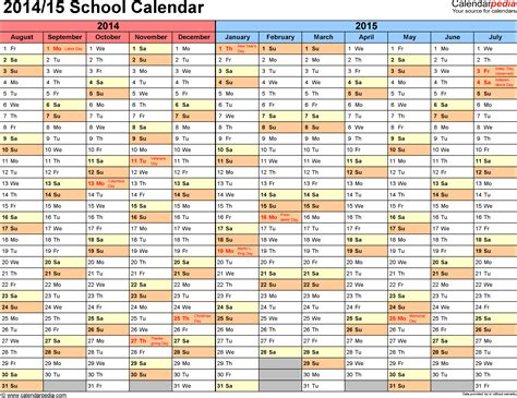 School Calendars 20142015 Free Printable Word Templates