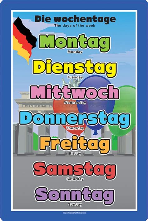 German Days Of The Week Inspirational Group