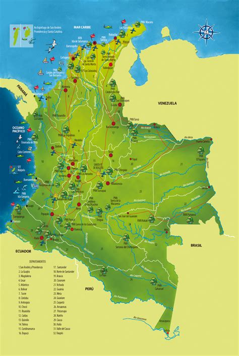 Mapa de Colombia Mapa Físico Geográfico Político turístico y Temático