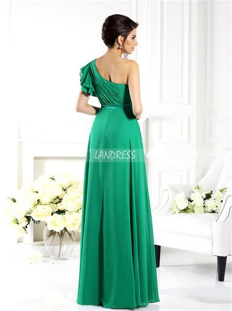 Green Chiffon Bridesmaid Dresses One Shoulder Bridesmaid Dress 11380 Uk