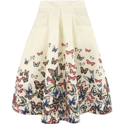 Jolie Moi Beige Butterfly Print Skirt Butterfly Print Skirt