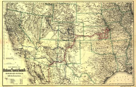 Map Showing The Atchison Topeka And Santa Fé Railroad System With Its