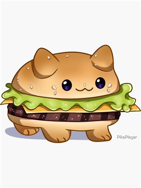 Burger Cat Sticker For Sale By Pikaplayer Redbubble