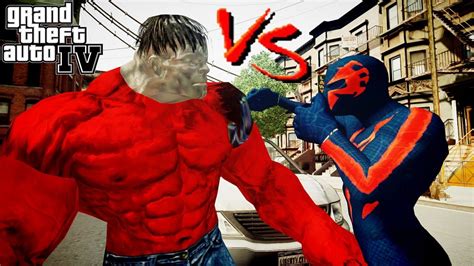 Spiderman 2099 Vs Red Hulk Great Battle Grand Theft Auto Iv Youtube