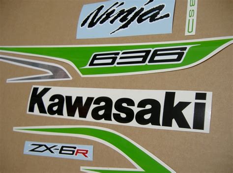 Kawasaki Zx6r 636 Ninja 2013 Decals Set Green Replica Version Moto