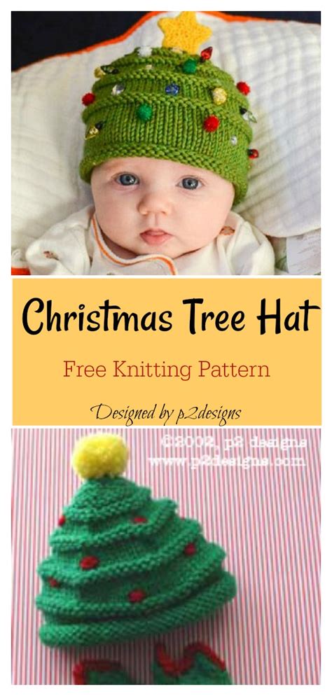 6 Christmas Tree Hat Free Knitting Pattern