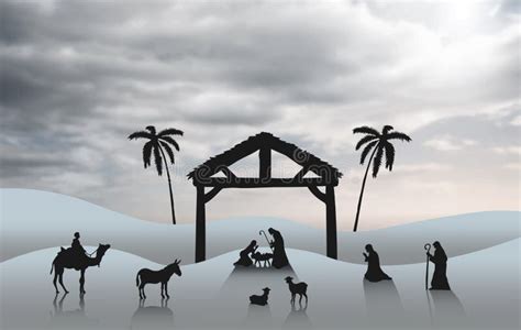 Silhouettes Christmas Nativity Scene Stock Vector Illustration Of
