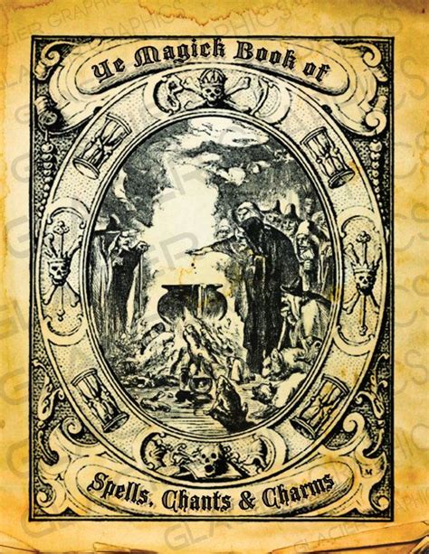 Vintage Witch Spell Book Cover Halloween Witch Digital Download Printable Vintage Image Clip Art