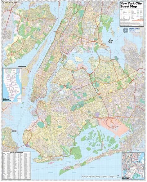 5 Boroughs Of New York City Laminated Wall Map Geographia Maps
