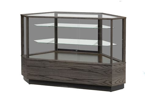 Full Vision Contemporary Corner Horizontal Display Case With Base