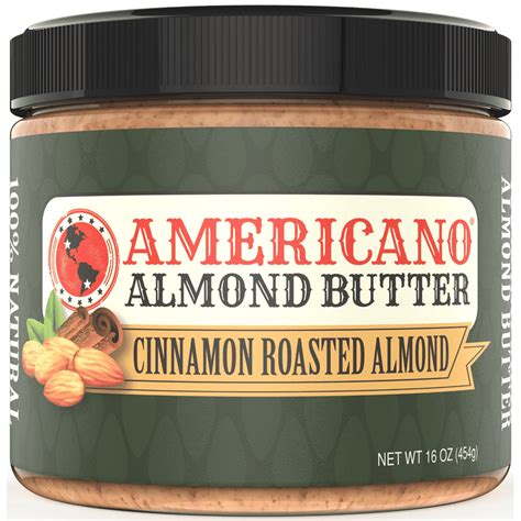 Americano Almond Butter Creamy Cinnamon Roasted Natural Almond Butter 16 Ounce Low Sugar