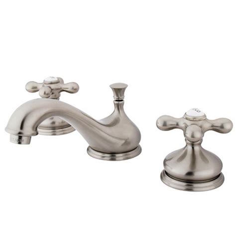 This simple satin nickel bathroom single handle faucet is made by hardware house, which means high quality at a great price. Kingston Brass Granby 8 in. Widespread 2-Handle Bathroom ...