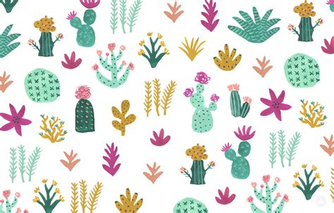 Cute Cartoon Cactus Wallpaper Cacti Backgrounds Thewonderforest