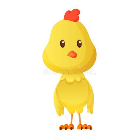 Cute Little Cartoon Chick Standing Isolated On A White Background Funny Yellow Chicken Vector