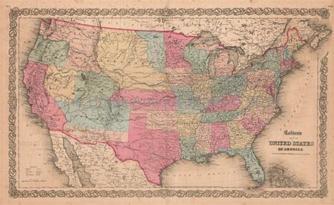 United States America Usa Antique Map Colton 1859 Pine Brook Antique Maps