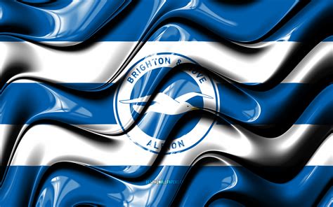 Download Wallpapers Brighton Hove Albion Flag 4k Blue And White 3d