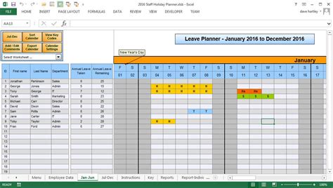 Excel Leave Calendar 2021