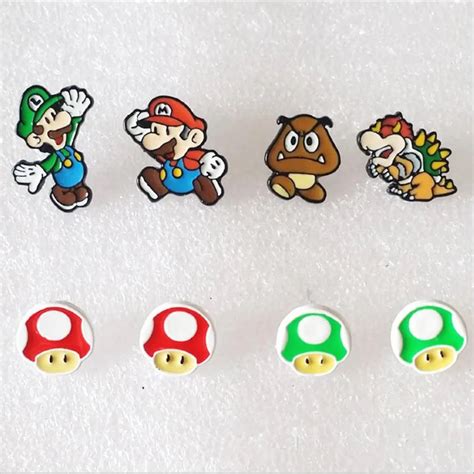 Super Mario Bros Cosplay Earrings Hot Game Anime Cartoon Luigi Yoshi